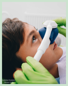 Nitrous oxide sedation dentistry with a girl being sedated
